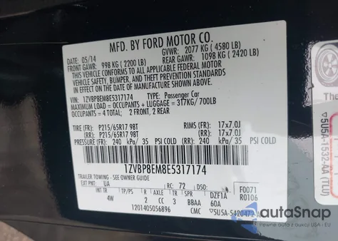 2014 Ford Mustang V6 Premium z USA, uszkodzony, nr VIN 1ZVBP8EM8E5317174